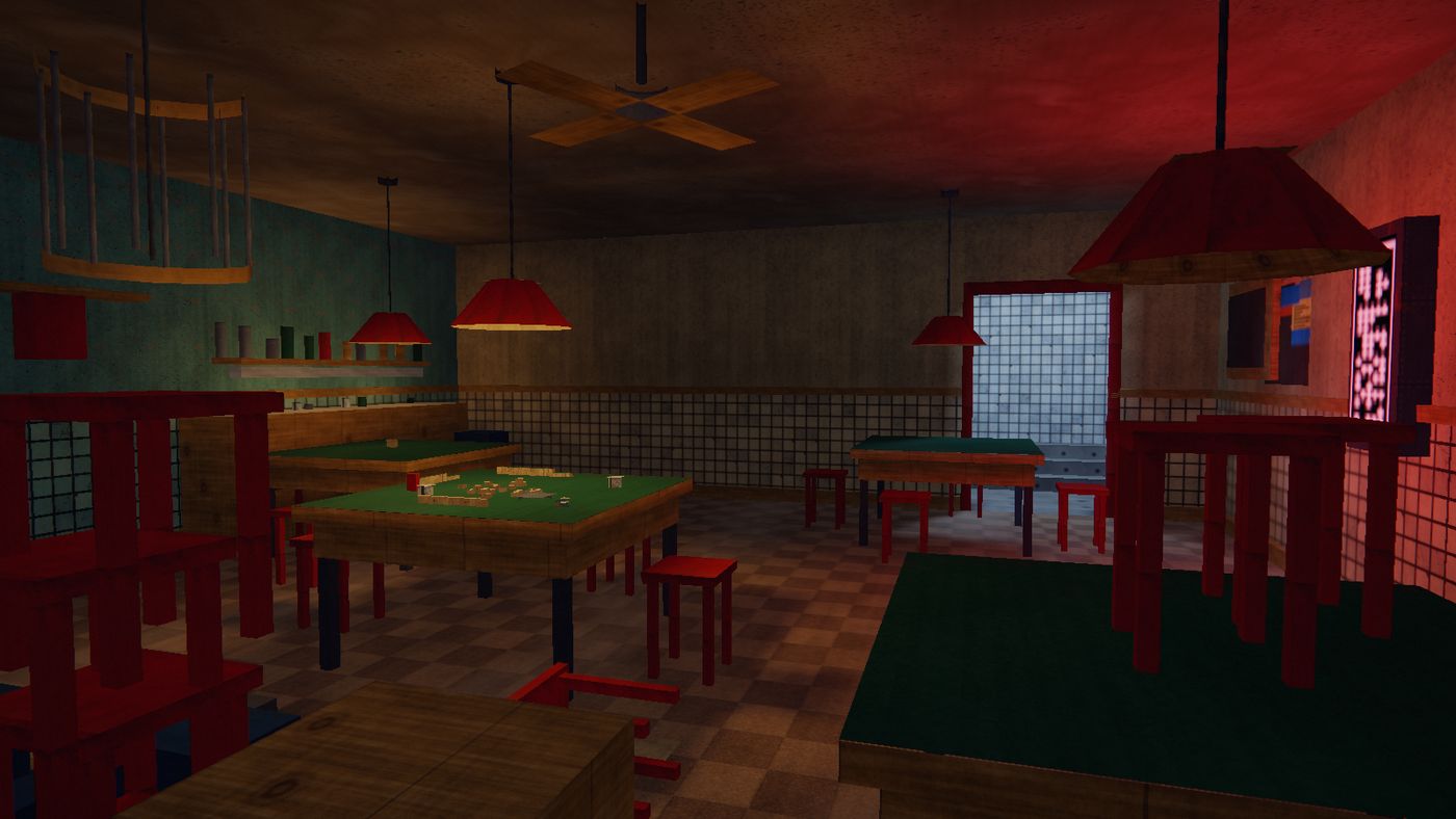 FOUR TABLES, NO WINDOWS — Somebody was still playing when it emptied out.