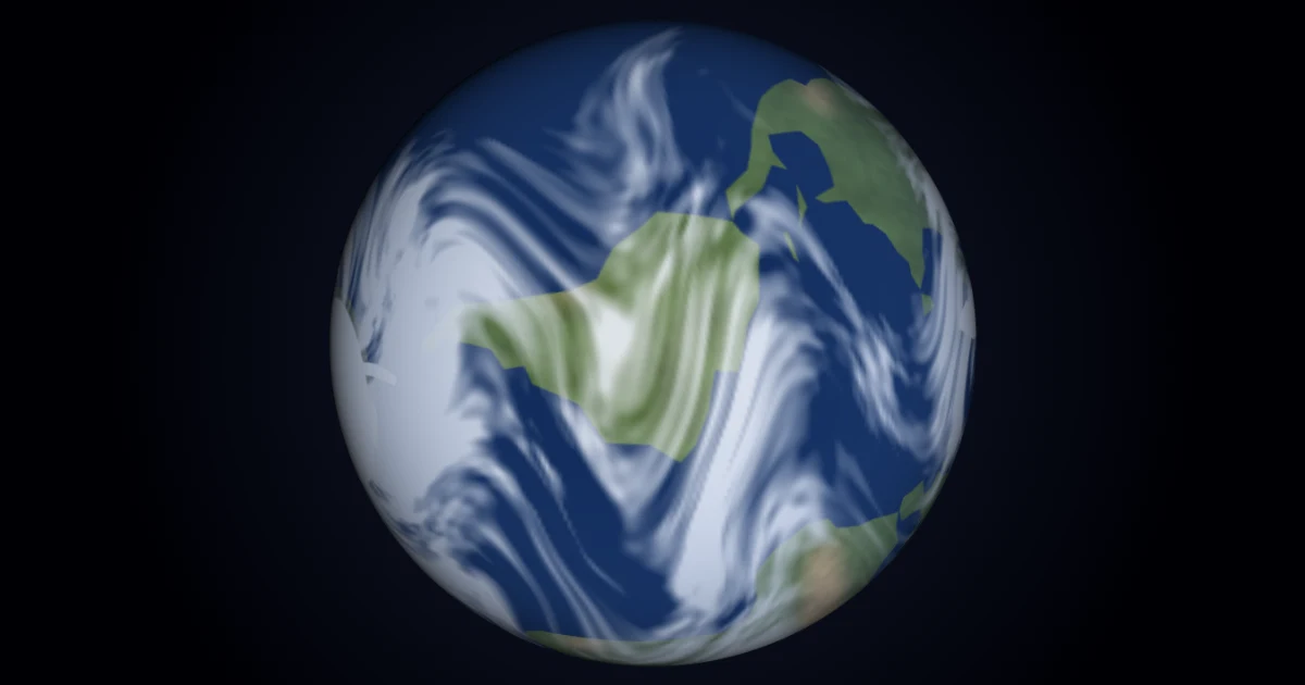 A closer view of the full Earth from the lunar surface.