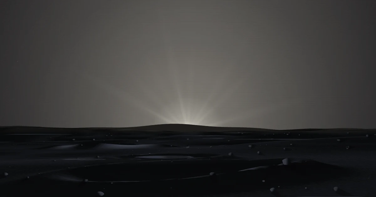A closer view of the Sun low over the lunar horizon.