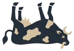 A margin drawing of a cow, upside down.