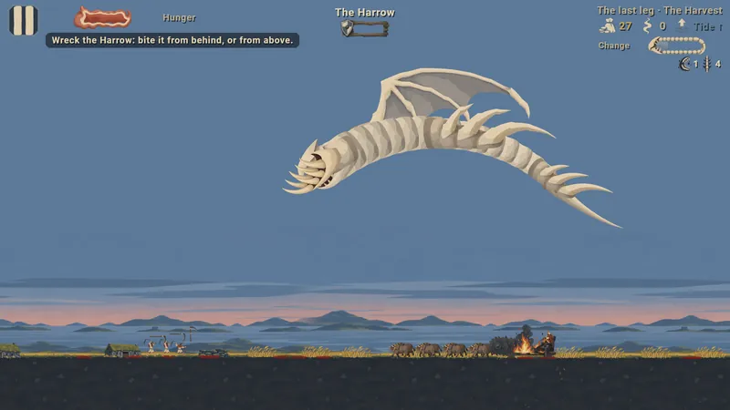 The worm on bone wings high over the burning harvest field, The Harrow below.